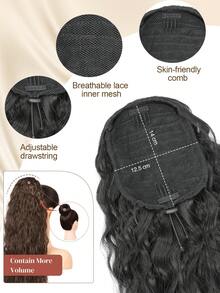 nimoki Mở rộng kiểu tóc đuôi ngựa, 24 inch Dây rút Tóc đuôi ngựa Mở rộng Tóc đuôi ngựa gợn sóng Mềm được nâng cấp Sợi tổng hợp Tóc giả đuôi ngựa cho phụ nữ Sử dụng hàng ngày (Màu đen) - màu đen - Xem 2