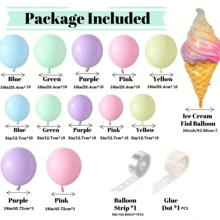 Trang trí tiệc sinh nhật kem mùa hè, Bộ vòng hoa bóng bay kem, Bóng bay giấy bạc kem, Vật tư trang trí tiệc kem, Bóng bay màu pastel, Bóng bay cầu vồng Macaron, Trang trí phông nền tiệc sinh nhật - Bữa Tiệc Kem Mùa Hè - Xem 2