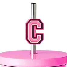 1入組字母吸管裝飾，粉色可愛吸管裝飾，適用於0.4英吋吸管，派對裝飾