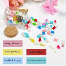 Viên nang thuốc tin nhắn giấy trong lọ ghi chú đáng yêu-viên nang thư quà tặng cho các cặp đôi khuôn mặt cười dễ thương tình yêu tình bạn thư với lọ ước nguyện cho bạn gái bạn trai kỷ niệm sinh nhật ngày lễ tình nhân quà tặng ngày của mẹ - quà tặng mối quan hệ xa, 50 viên nang nhựa tin nhắn trong lọ thủy tinh - Nhiều màu - Xem 7