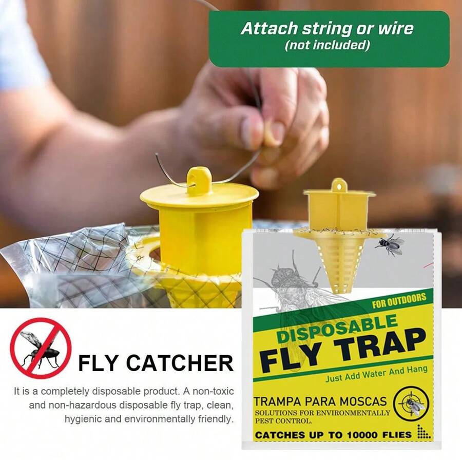 2pcs, Disposable Fly Trap Bag Indoor And Outdoor Hanging Fly Catcher