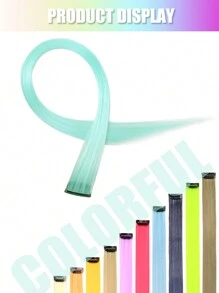 Colored Hair Extensions 8 Pcs/Pack Multi-Colors Party Highlights Clip In Synthetic Hair Extensions 22 Inch Rainbow Hairpieces For Women Girls - Baby Blue - View 5