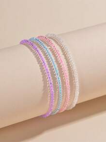 5pcs/set Minimalist Beaded Anklet - Multicolor - View 3