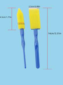 5pcs Sponge Brushes With Plastic Handle, Flat Head Foam Paint Brush For Creative Painting - Multicolor - View 2