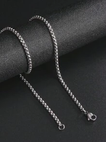 1入組不銹鋼2-4mm龐克盒鏈項鍊，男女皆宜的嘻哈風時尚珠寶飾品