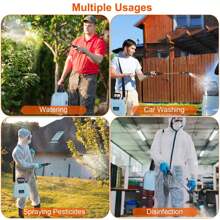1PC 5L/1.3Gallon Electric Plant Sprayer Telescopic Rechargeable Garden Sprayer Automatic Handheld Sprayer With 3 Spray Spouts Shoulder Strap For Cleaning Sterilization - Blue - View 5