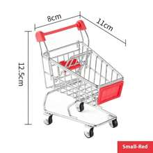1pc Mini Simulation Supermarket Shopping Cart, Hand Push Cart, Pretend Play Model Toy, Storage Cart - Multicolor - View 19