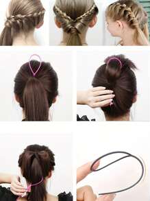 4pcs/Set Kids Morandi Color Hair Braiding Tools Set, Including Styling Board, Comb, Hook And Hair Bun Maker