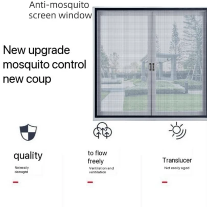 1pc Black Sheer Mesh Window Curtain With Black Trim, Four-Season Mosquito-Proof, Bedroom Window Bug Resistant, Self-Adhesive, Elegant Minimalist Design, Densely Woven, Ventilated, Handmade Home Decor