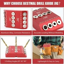 30 45 90 Degree Angle Drill Hole Guide Jig With 4 Drill Bits For Cable Railing, Portable Wood Post Drilling Template Block - Red - View 4