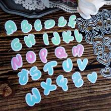 1 cái khuôn cắt kim loại viết hoa và chữ nhỏ để làm thẻ, sổ lưu niệm thủ công DIY thủ công stencil, khuôn cắt chữ A-Z cho album ảnh - Bạc - Xem 1