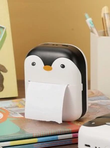 Mini C9 Small Portable Rechargeable Printer With Cute Penguin Design, Including A Roll Of Thermal Paper - Black and White - View 2