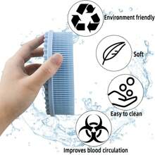 1 件装硅胶淋浴清洁刷，硅胶洗发沐浴刷，家用成人双面搓澡刷，按摩沐浴刷，浴室清洁工具，袋子，收纳袋，收纳盒，发夹 - 藍色 - 查看 4