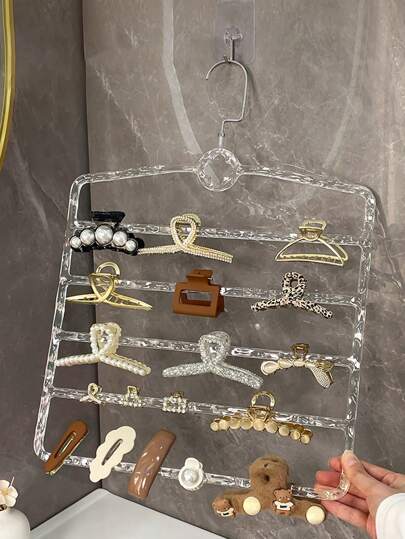 1pc Claw Clip Organizer, Claw Clip Holder And Storage For Women Girls, Simple Transparent Multi-Layer Hair Accessory Storage Rack Wall-Mounted Hair Claw Hairband Hairpin Drying Rack Headwear Organizer Claw Clip Holder Hair Clips Makeup Organizer