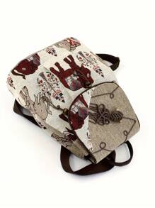 Vintage Style Anti-Theft Backpack With Elephant Patterned Bucket Shape And Handmade Decorations For Women - Multicolor - View 6