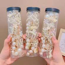 8 fermagli per capelli eleganti da donna con perle finte, stili assortiti casuali, confezionati in una delicata scatola di metallo, perfetti per la decorazione quotidiana e da regalare a mamme e migliori amiche per l'uso quotidiano, lo shopping e gli outfit per San Valentino - Mollette per capelli, Morsetti per capelli, Pinze per capelli