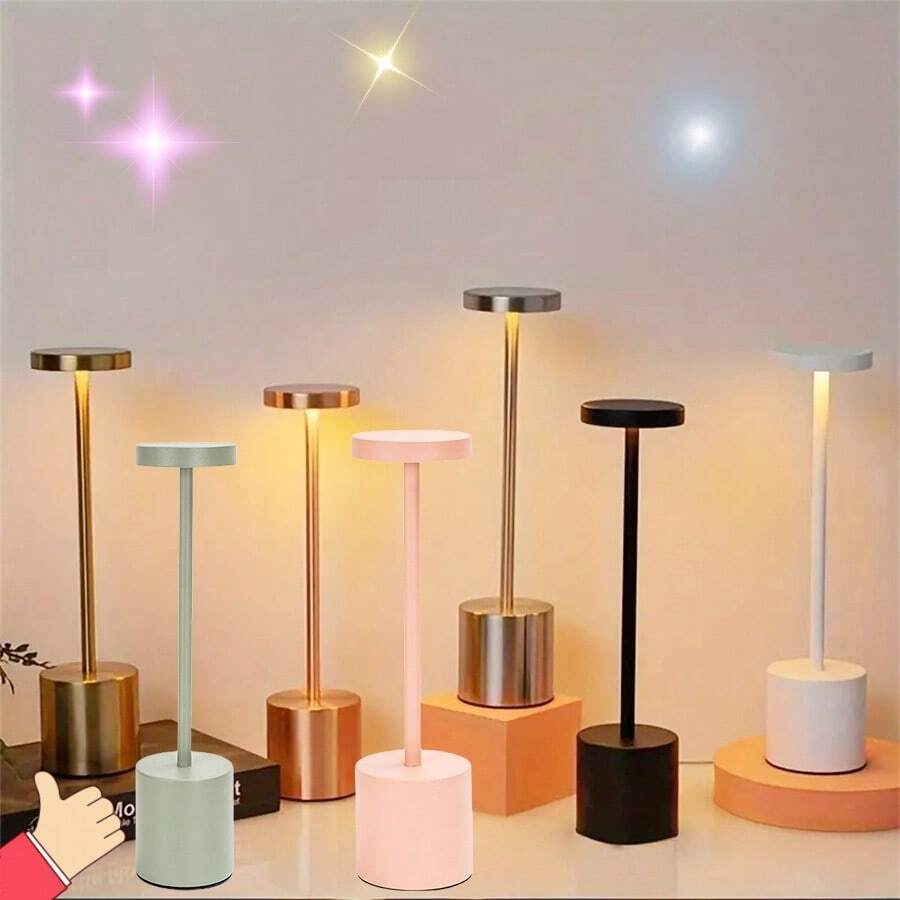 3色LED創意復古桌燈，可調光控制，金屬條形裝飾燈，適用於咖啡館/酒吧/臥室，USB充電和可調亮度夜燈