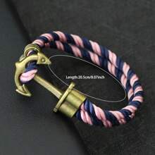 51Luckind Wikinger Herren Armband mit Seil Doppelschicht und einfachem Haken, Punk Schmuckzubehör für ihn, Piraten Nautikal Armband