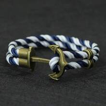51Luckind Wikinger Herren Armband mit Seil Doppelschicht und einfachem Haken, Punk Schmuckzubehör für ihn, Piraten Nautikal Armband