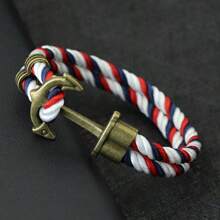 51Luckind Wikinger Herren Armband mit Seil Doppelschicht und einfachem Haken, Punk Schmuckzubehör für ihn, Piraten Nautikal Armband