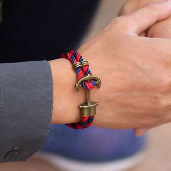 51Luckind Viking Heren Armband Met Touw Dubbele Laag Gemakkelijke Haak Punk Sieraden Accessoires Voor Hem Piraten Nautische Armband