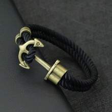 51Luckind Wikinger Herren Armband mit Seil Doppelschicht und einfachem Haken, Punk Schmuckzubehör für ihn, Piraten Nautikal Armband