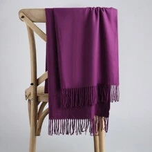 1入組女士純色流蘇長款圍巾，薄款多功能仿羊絨圍巾，全年適用，可作為冷氣披肩，簡約優雅的仿羊絨保暖圍巾 - 彩色 - 查看 17