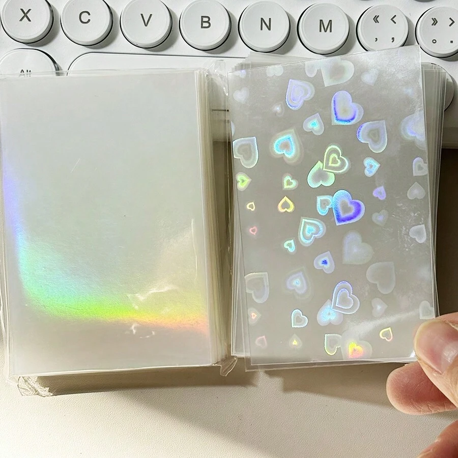 61x91mm 50pcs/Pack Matte Card Sleeves,CPP Laser Heart Holo Postcards 3 Inch Top Load Bags Back To School - Multicolor - View 1