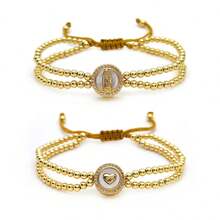 Handmade Virgin Mary Natural Shell 18K Gold Beaded Braided Bracelet, Niche Brand, Suitable For Spring/Summer, European And American Market - Gold - View 1