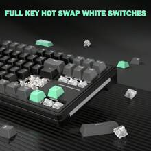 ATTACK SHARK TKL Wireless Mechanical Gaming Keyboard, BT 5.0/2.4G/USB-C Wired Hot Swappable White Switches RGB Keyboard 80% US Layout, With Coiled Keyboard Cable For PC - Olive Green - View 4