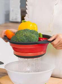 1pc/2pcs Foldable Strainer Basket, Large/Small, Convenient Home Tool For Kitchen And Dining Room Vegetable And Fruit Cleaning, Quick Drainage - Multicolor - View 5