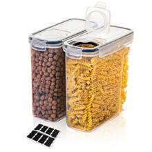 THELIFE 2/4 件谷物储存容器套装 - 塑料密封食品储存容器，用于储存谷物、零食和糖 - 2.5 升/84.5 液体盎司 - 带标签谷物分配器，可放入洗碗机清洗 - 無色 - 查看 10