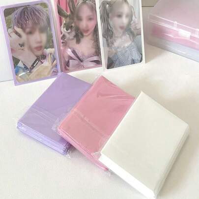 50st/pack 61x91mm Ins Kpop Idol Card Sleeves Toppladdare Kort Protectors-Pink