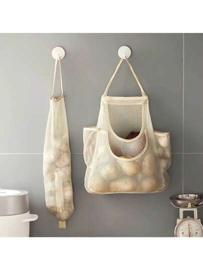 1 pezzo Borsa per conservare cipolla, zenzero e aglio a maglia sospesa, borsa a maglia per la spesa o lo smaltimento dei rifiuti a parete