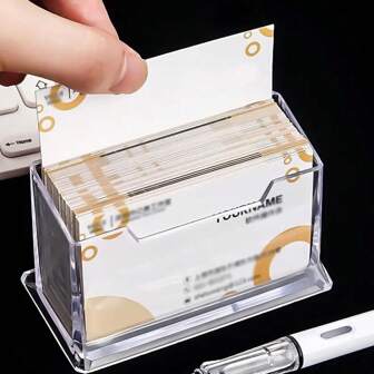 1PC Transparent Business Card Holder Acrylic Display Stand Box Desk Storage Shelf Plastic Desktop Card Holder Office Supplies Back To School