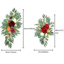 2pcs/Set Artificial Flower Swag Set Of 2 For Wedding Welcome Sign Floral Decoration And Wedding Signs For Ceremony Reception Table Home Decoration - Red - View 2