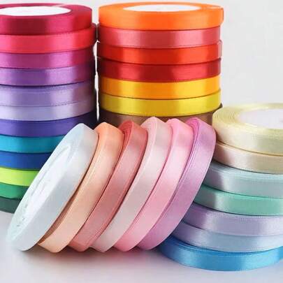 25 Yards 1cm Wide Silk Ribbon Braided Fine Tape For Gift Wrapping, Crafts, Cake Decoration