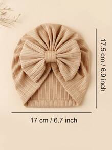 3 件装柔软透气婴儿和幼儿提花条纹帽，带可爱蝴蝶结和高弹性，适合日常穿着和节日爱情人节 - 彩色 - 查看 4