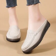 Nouveaux chaussons d'été/printemps grande taille à enfiler, classique sabot à bout fermé pour femmes - Beige - Voir 4