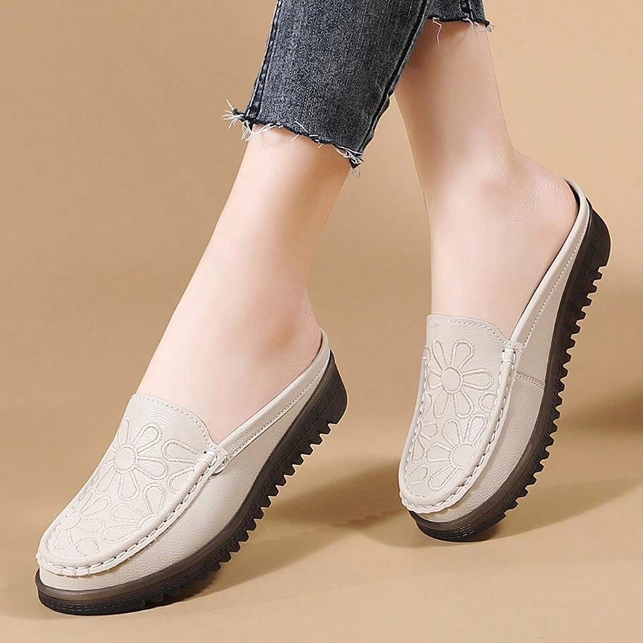Nouveaux chaussons d'été/printemps grande taille à enfiler, classique sabot à bout fermé pour femmes