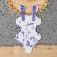 Costume da bagno intero con stampa a cuore carino per ragazze adolescenti, per bambini e adolescenti - Blu Navy - Visualizzare 2
