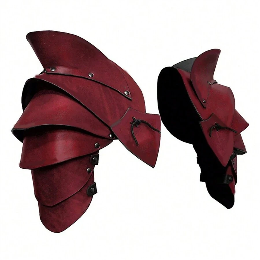 1pair Medieval Knight Leather Shoulder Armor, Viking Role Play Costume Accessory - Multicolor - View 1