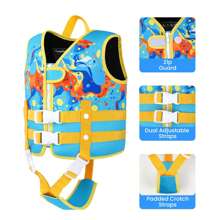 Toddler Swim Vest, Kids Float Jacket With Dual Adjustable Strap, Child Swimming Pool Vest For 2-8 Years Swimming Learning - Yellow - View 2