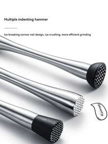 1pc 304 Stainless Steel Ice Crushing And Juicing Muddler Tool Lemon Tea Storm Handmade Ice Breaker - Silver - View 4
