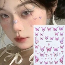 1/6 pezzi Adesivi a farfalla per make-up occhi per donne da prestazione sul palco, adesivi per make-up per occhi con farfalle per foto da donna, adesivi per il viso nelle attività della festa - Multicolore - Visualizzare 3