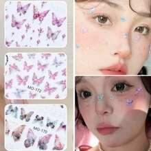 1/6 pezzi Adesivi a farfalla per make-up occhi per donne da prestazione sul palco, adesivi per make-up per occhi con farfalle per foto da donna, adesivi per il viso nelle attività della festa - Multicolore - Visualizzare 4
