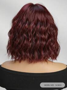 Wine Red 14inch Bob Wigs For Women Curly Wavy Wigs With Bangs Short Heat Resistant Synthetic Wigs For Party Costume Daily Wear Music Festival Colorful Wigs - Màu Đỏ Sâu - Xem 6
