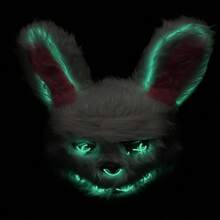 1PC Horror Mask, Hand Made Role-Playing With Bloody Rabbit Mask, Furry Ear Mask, Evil Rabbit Bear Party Decoration, Creepy Mask, Glowing Rabbit Horror Costume Props, Glowing Mask, Plastic Easter Gift, Halloween Party Mask, Dance Props (Color May Have Slight Color Difference/Glowing Line May Deviate, Not Recommended) - 1PC White Rabbit Fluorescent Green - View 10
