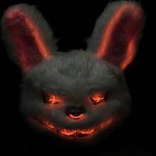 1PC Horror Mask, Hand Made Role-Playing With Bloody Rabbit Mask, Furry Ear Mask, Evil Rabbit Bear Party Decoration, Creepy Mask, Glowing Rabbit Horror Costume Props, Glowing Mask, Plastic Easter Gift, Halloween Party Mask, Dance Props (Color May Have Slight Color Difference/Glowing Line May Deviate, Not Recommended) - 1PC White Rabbit Fluorescent Green - View 8