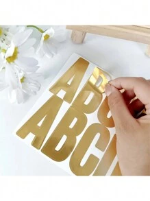 12/6张，6.35厘米防水大号金色自粘字母装饰贴纸DIY邮箱贴纸烫金字母贴纸大号字母数字符号贴纸装饰自粘